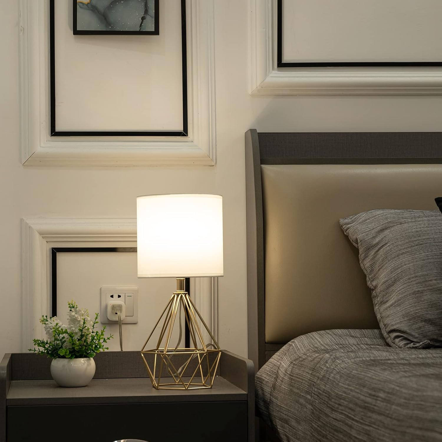 COTULIN gold lamp white fabric shade texture softening light for comfort