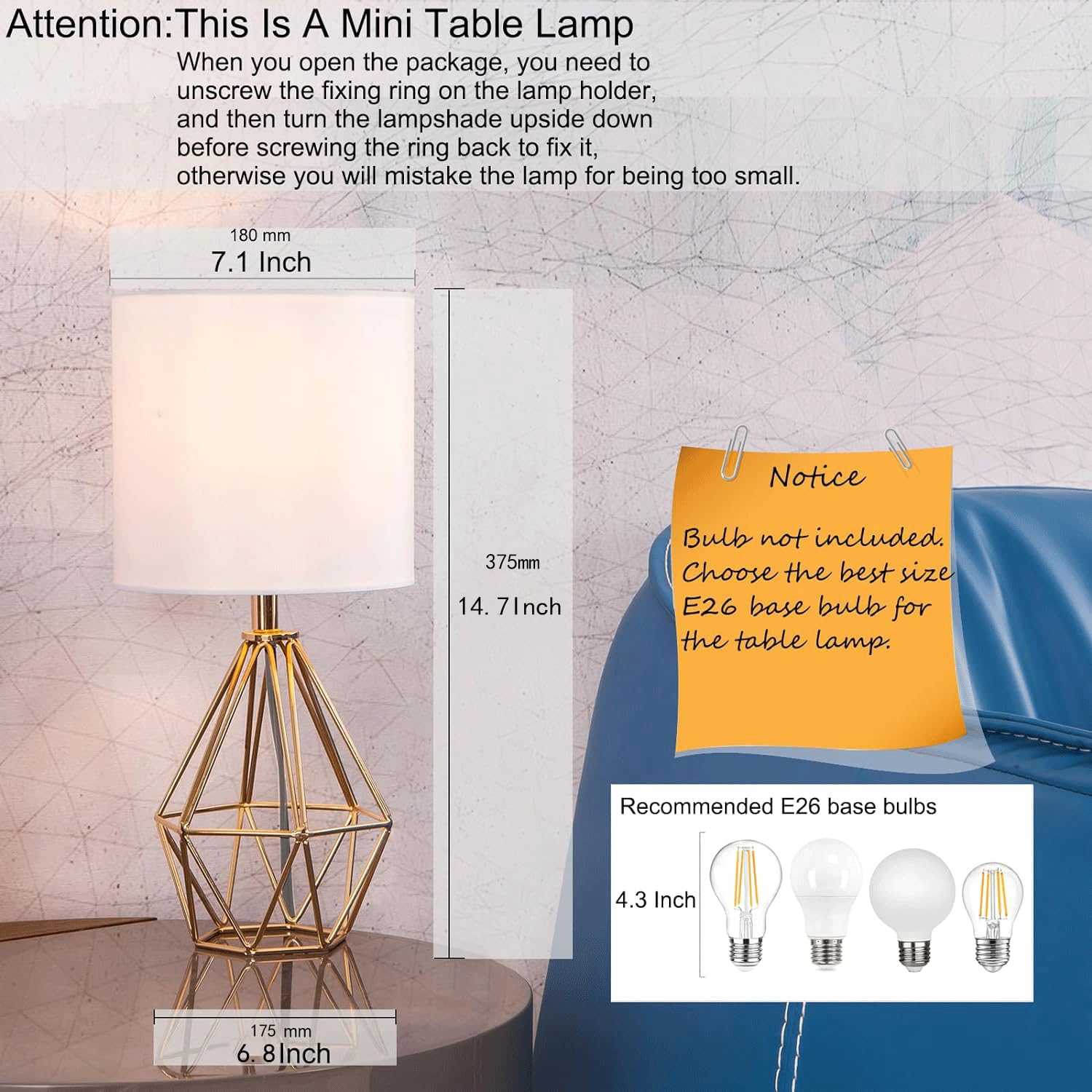 COTULIN gold lamp side profile highlighting slender geometric metal base