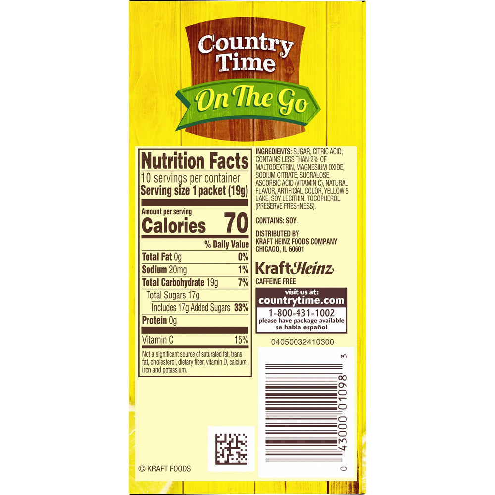 Country Time etiqueta kosher e información nutricional visible