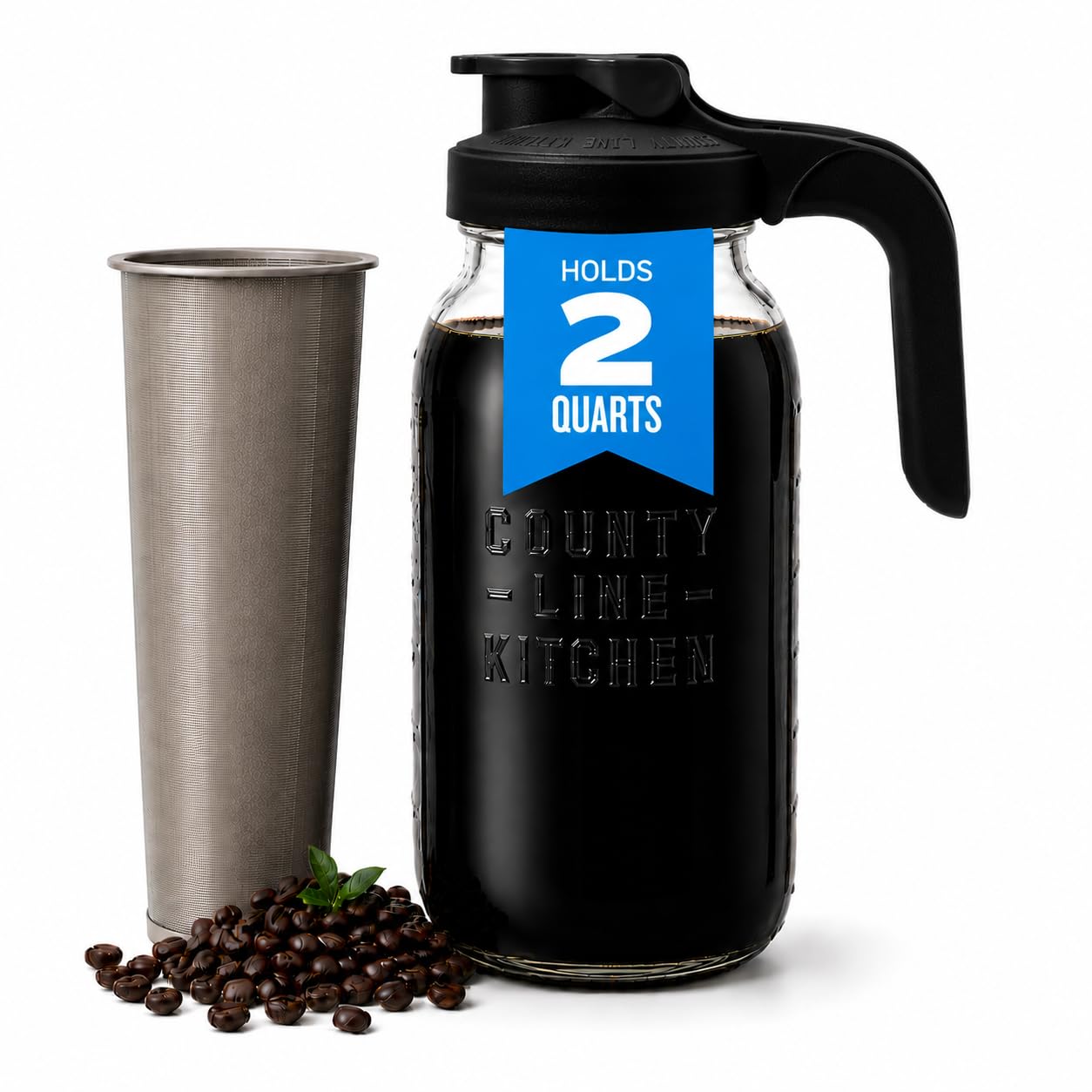 County Line Kitchen jarra frontal 64 oz mostrando diseño resistente