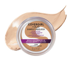 COVERGIRL frasco frontal 230 Classic Beige mostrando tono y envase, favorece cobertura uniforme