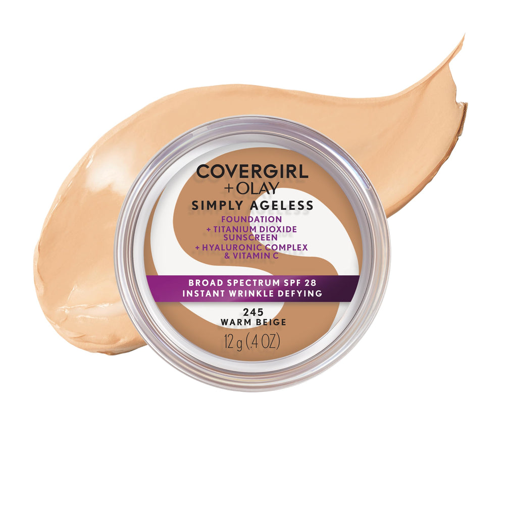 COVERGIRL envase frontal mostrando el tono 245 y beneficio de cobertura natural