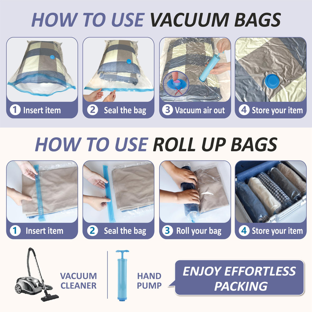 Cozy Essential bomba manual portátil incluida para compresión sin aspiradora