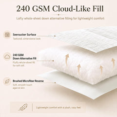 CozyLux comforter fill close-up highlighting lightweight cloud-soft loft