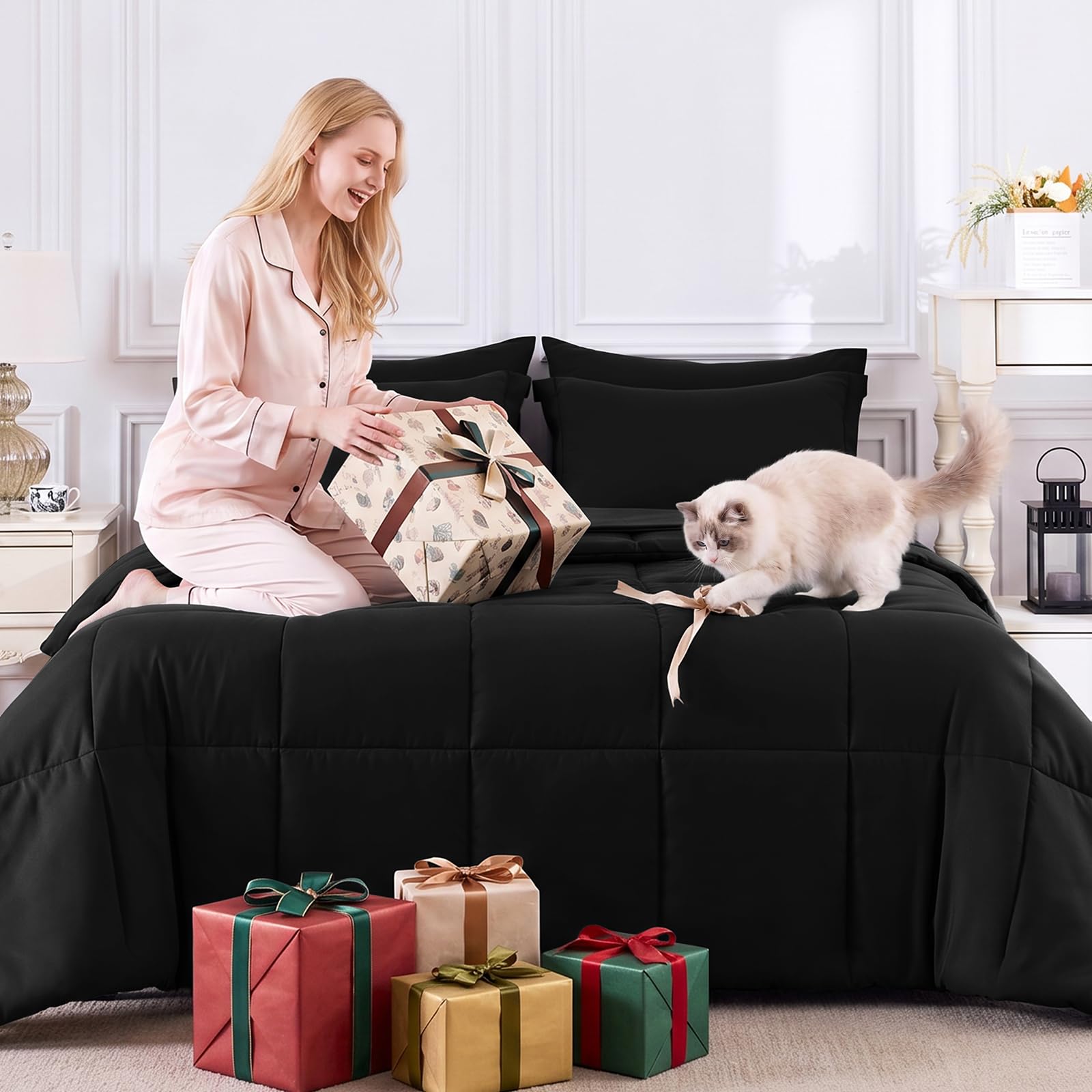 CozyLux comparación de tamaño Twin XL sobre cama estándar para referencia espacial