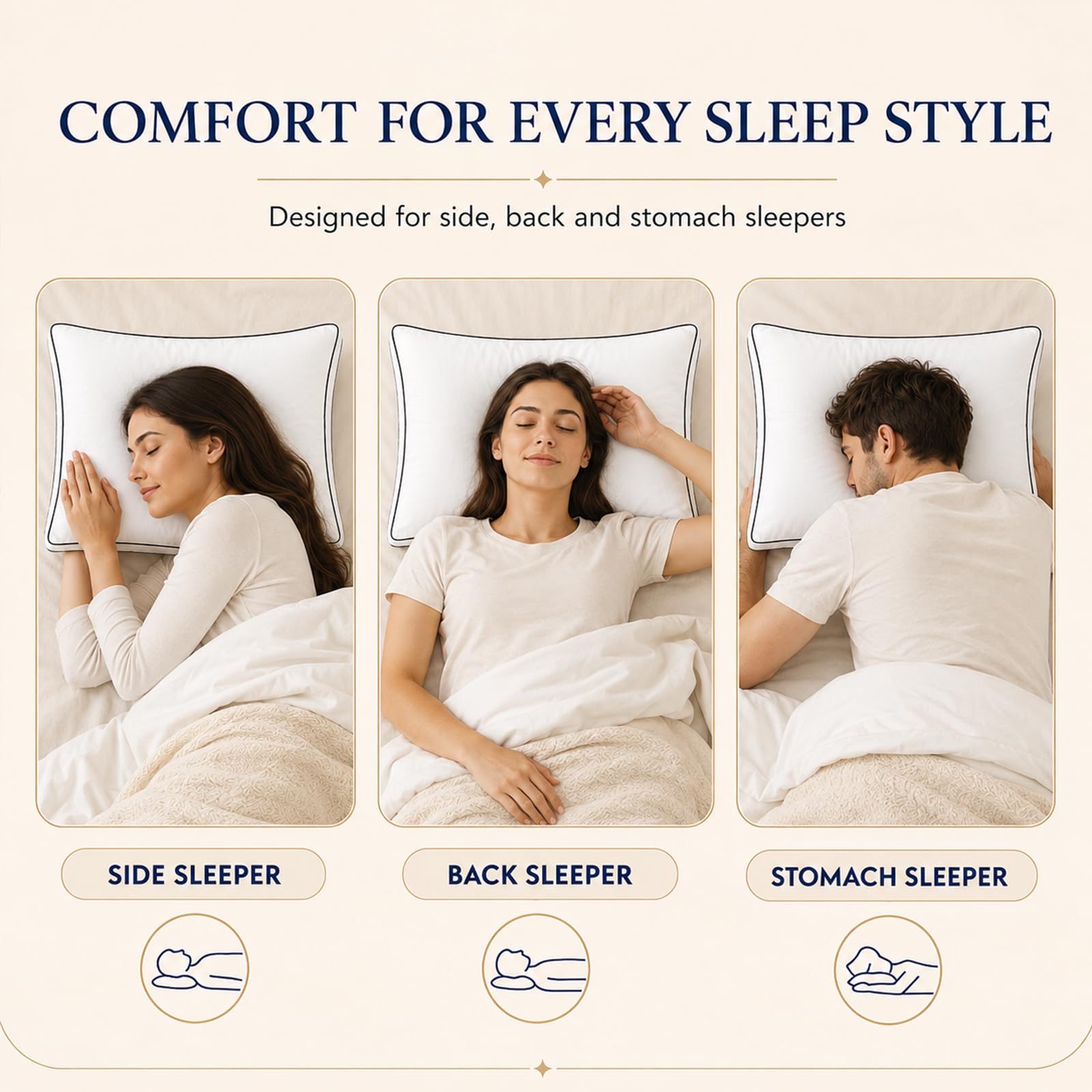 CozyLux almohadas comprimidas en empaque al vacío para envío seguro
