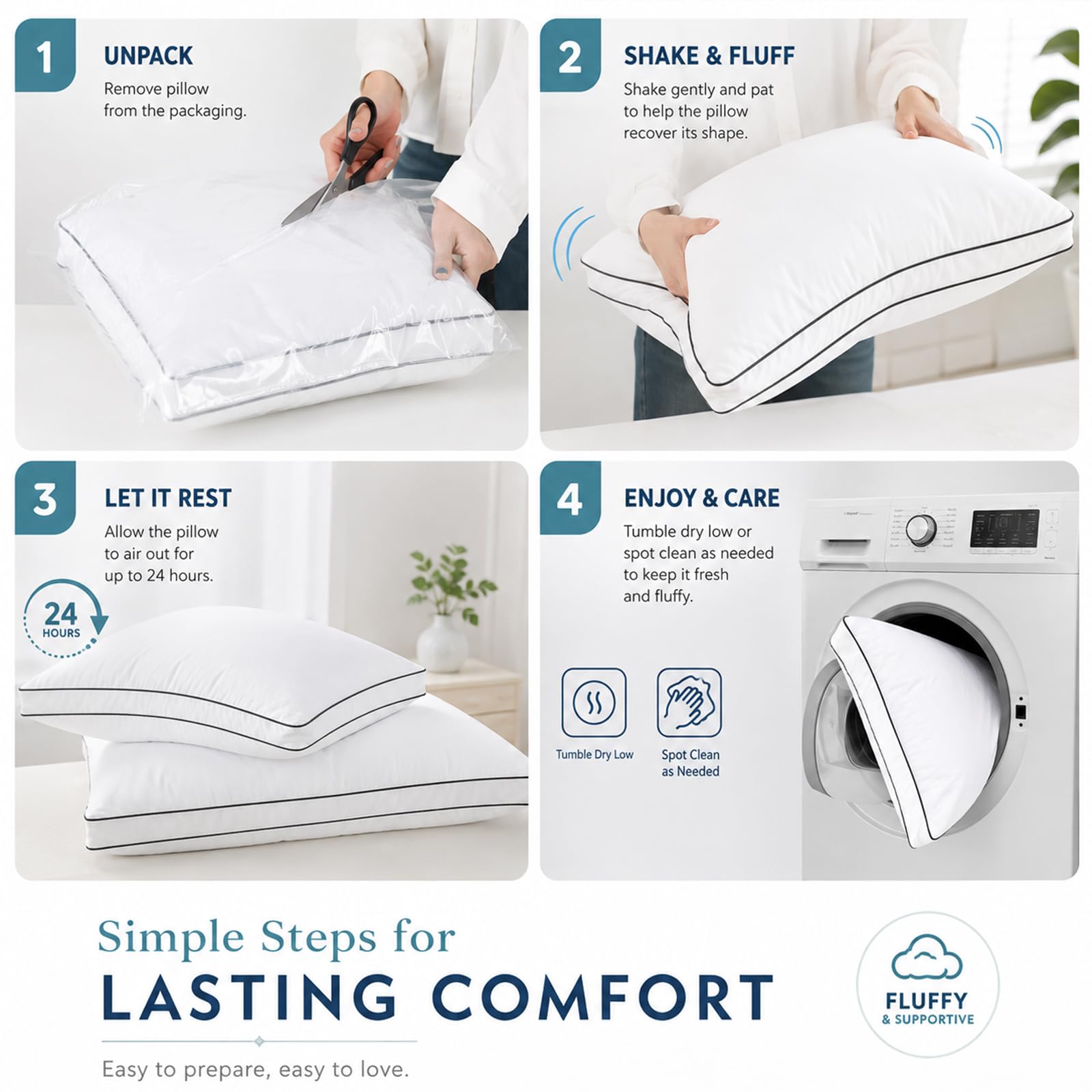 CozyLux primer plano de doble costura que resalta resistencia y forma prolongada