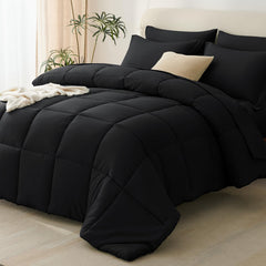 CozyLux edredón frontal negro mostrando cobertura completa y aspecto moderno