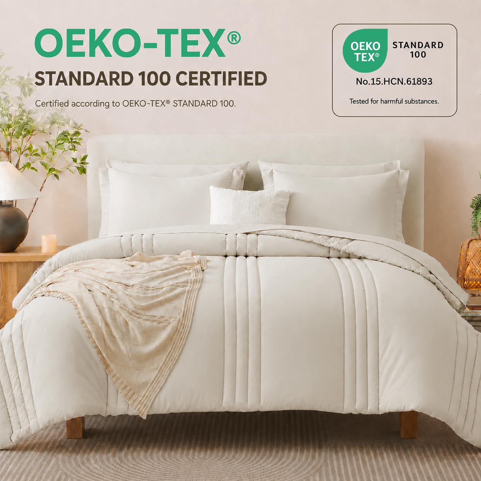 CozyLux edredón en cama con referencia de tamaño para elección de Queen