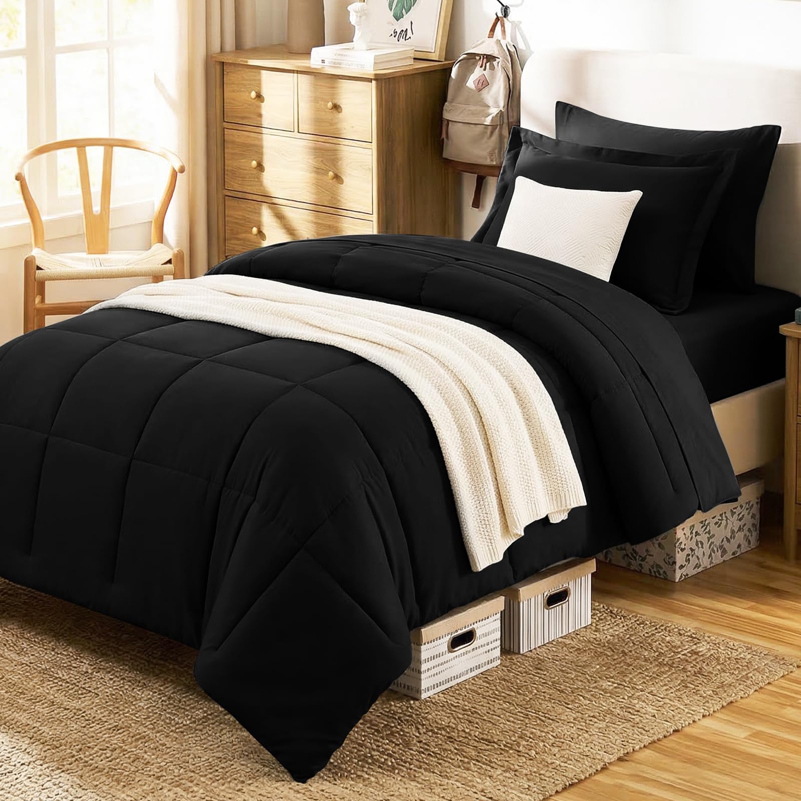 CozyLux vista frontal del juego negro mostrando diseño elegante y acabado suave