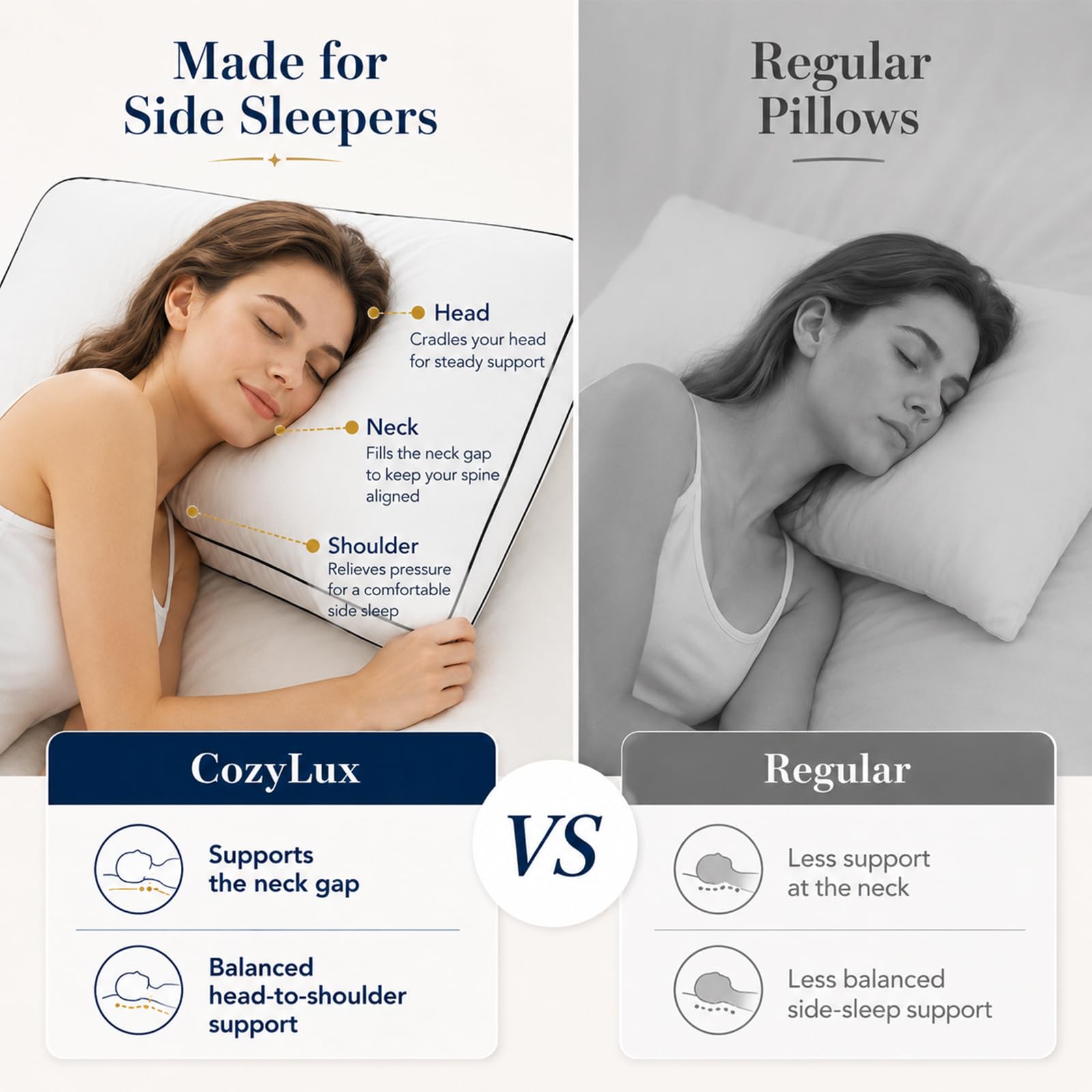 CozyLux mano amasando relleno para acelerar expansión y esponjosidad