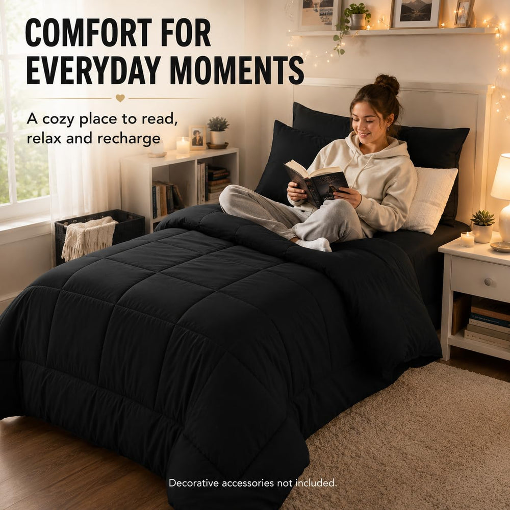 CozyLux vacuum-sealed packaging and unpacked comforter ready to fluff