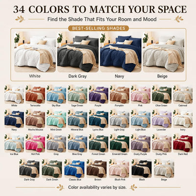 CozyLux size comparison display showing queen coverage and piece dimensions