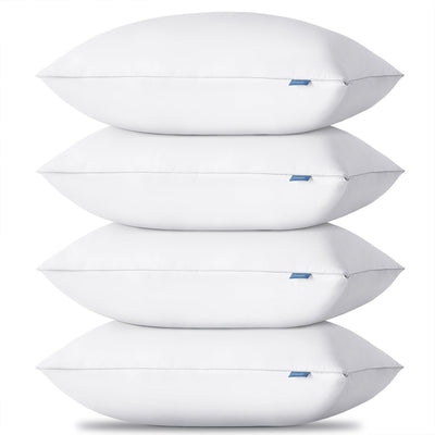 CozyLux front packaging showing four standard pillows and neat presentation benefit