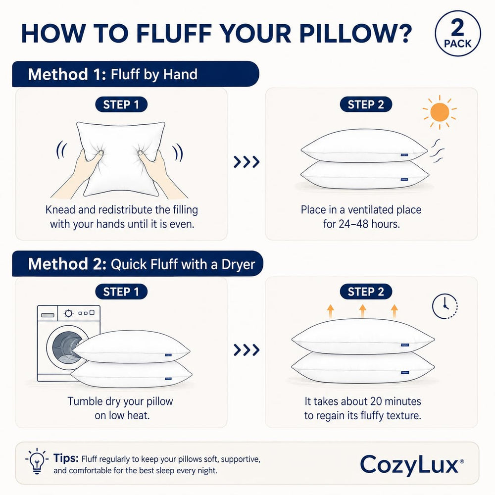 CozyLux vacuum-packed pillows in shipping box for compact delivery benefit