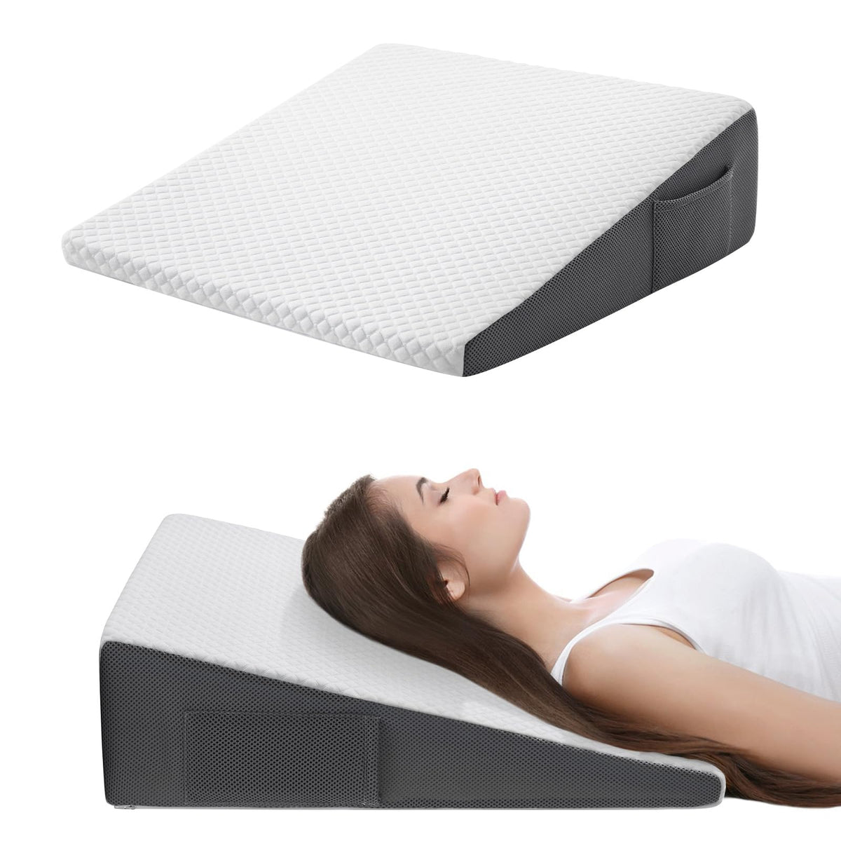 Cozymaker cuña frontal empaquetada mostrando diseño y altura para soporte cómodo