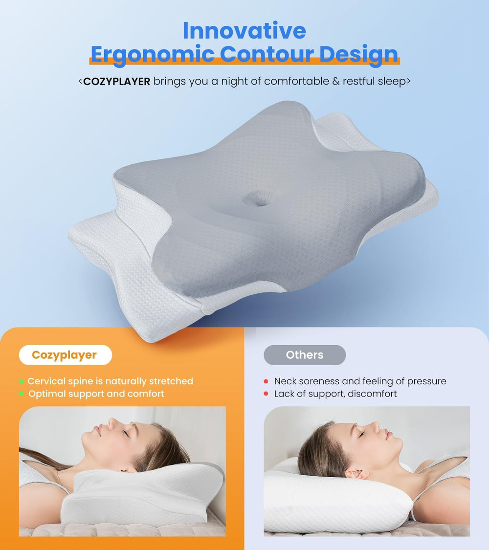 Cozyplayer primer plano del contorno hueco que alinea cuello y columna