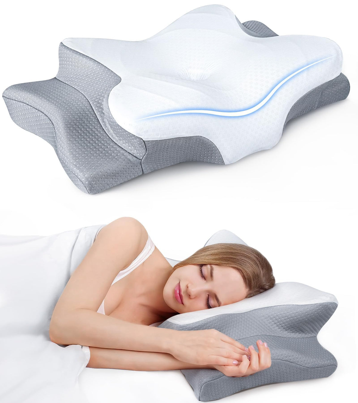 Cozyplayer vista frontal del empaque mostrando ergonomía y beneficios