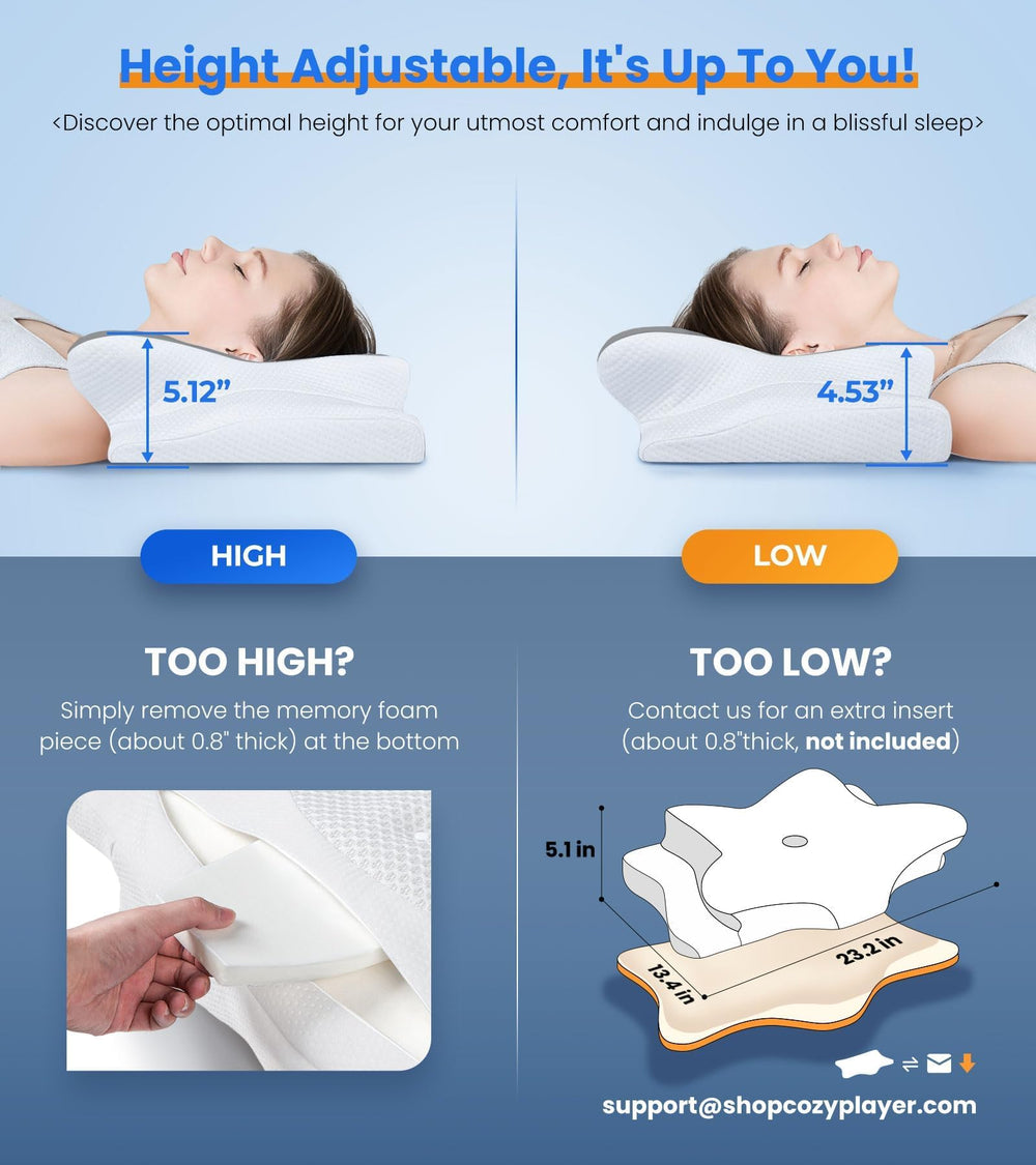 Cozyplayer almohada en uso por durmiente de lado para mejor soporte cervical