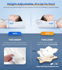 Cozyplayer almohada en uso por durmiente de lado para mejor soporte cervical