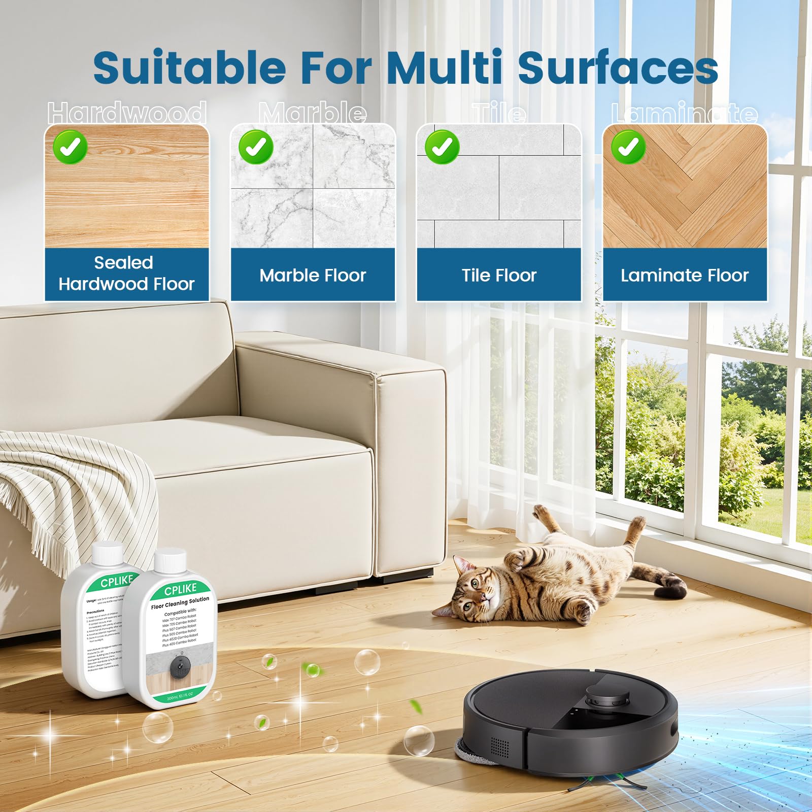CPLIKE in a kitchen setting, fresh scent and streak-free results for families