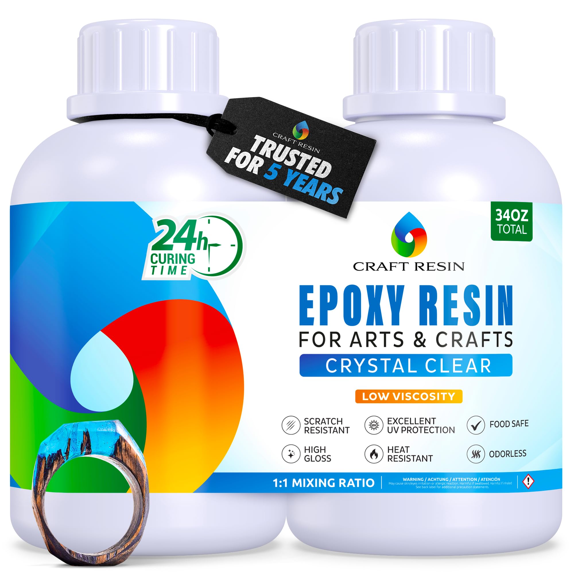 Craft Resin frente del empaque mostrando tamaño y beneficios claros