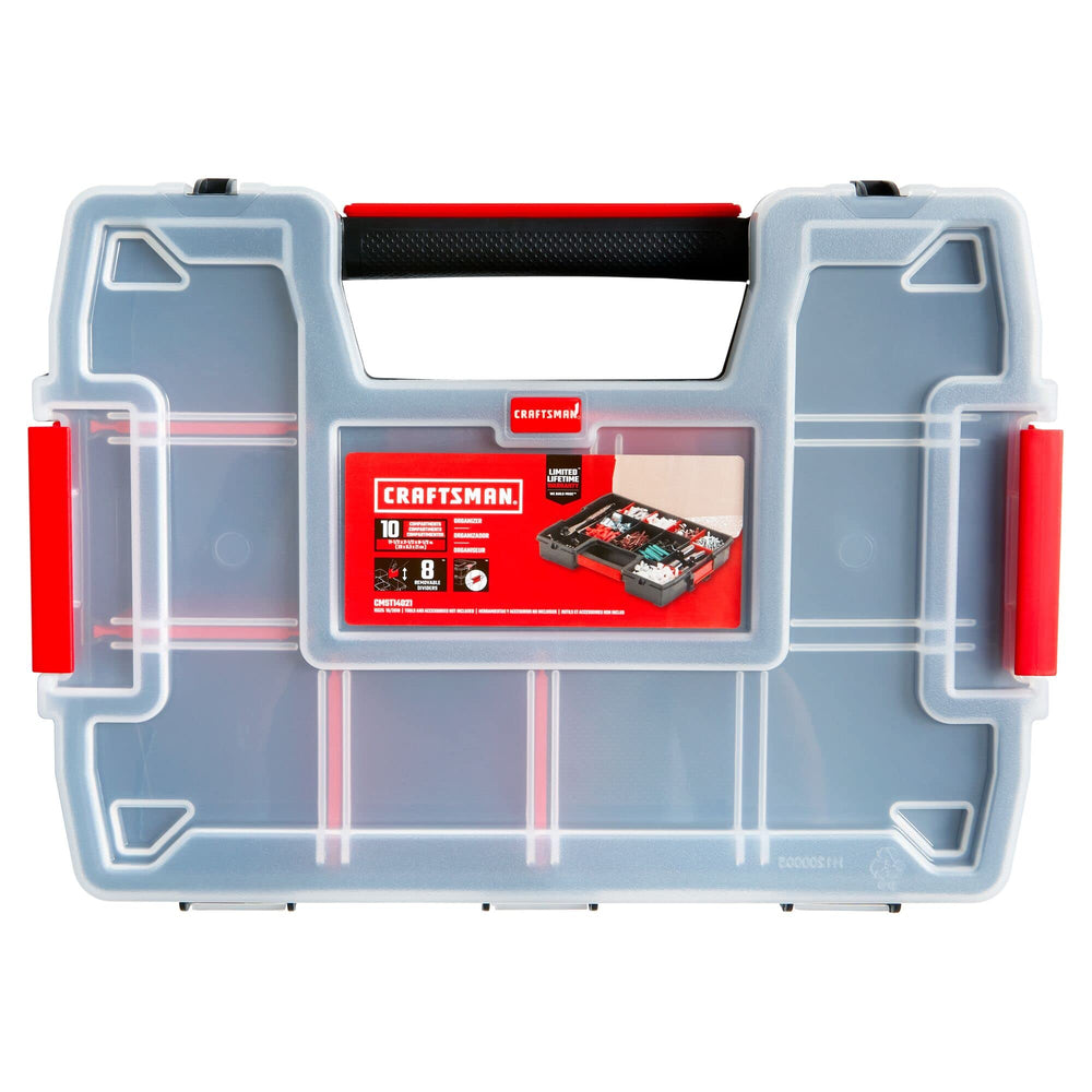 CRAFTSMAN open organizer displaying compartments and customizable divider layout benefit
