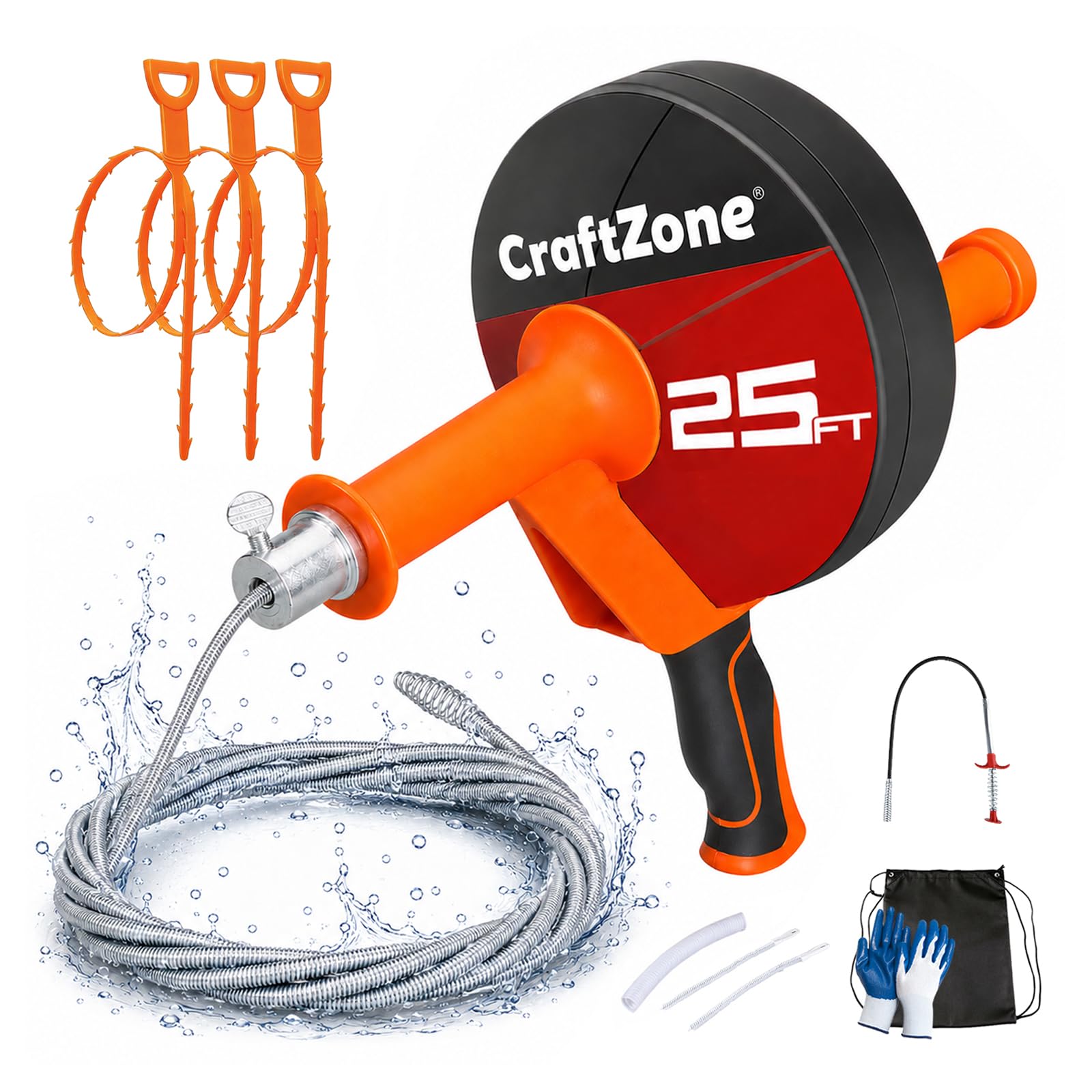 CRAFTZONE vista frontal del desatascador mostrando diseño y tamaño, solución doméstica