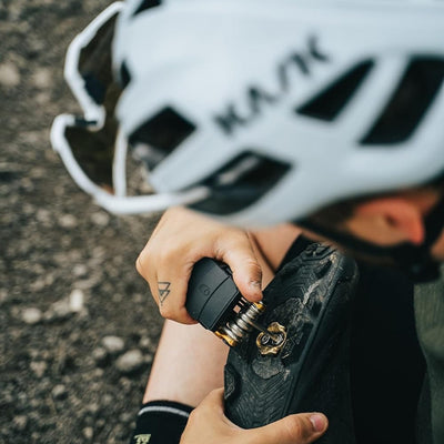 Crankbrothers matte black finish and label detail highlighting durable construction