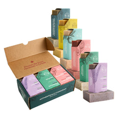Crate 61 Organics front packaging showing six eco-friendly soap bars and recyclable box benefit
