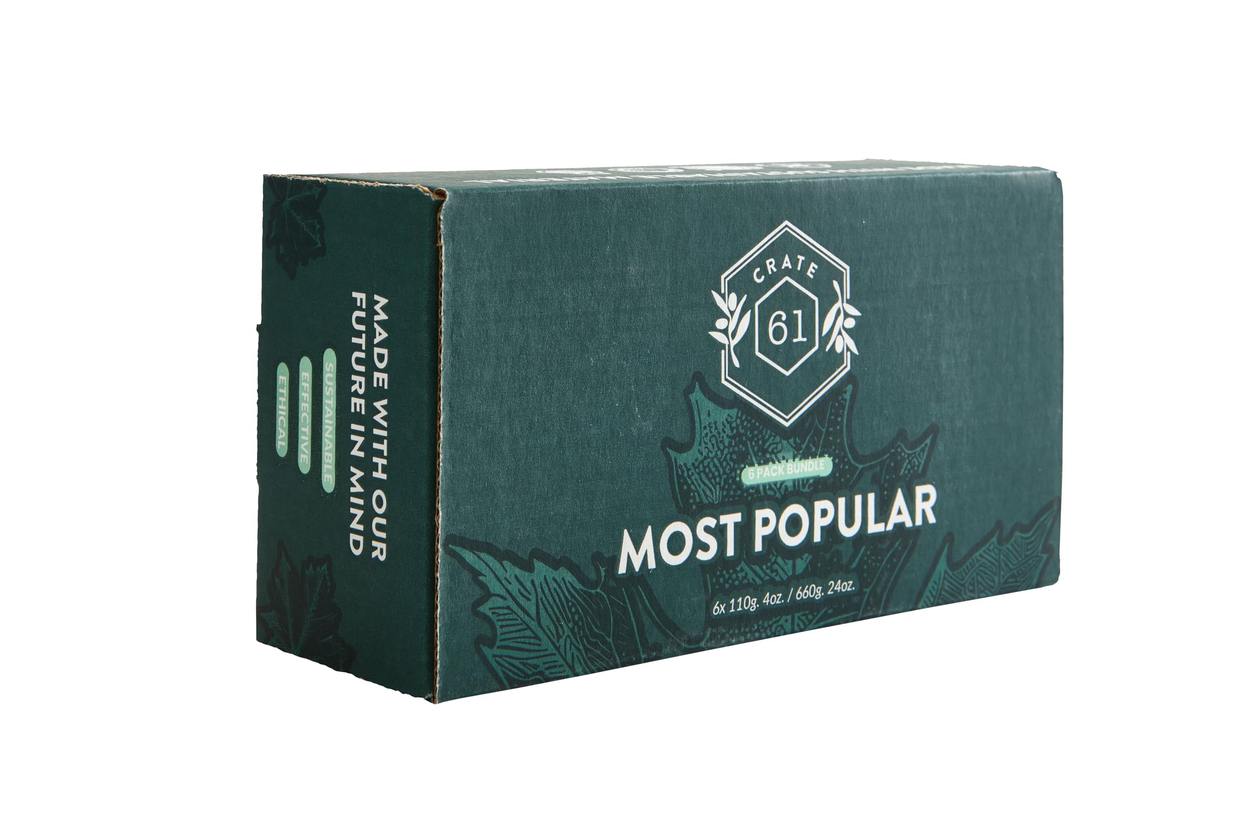Crate 61 Organics soap close-up clay swirl illustrating natural botanicals and mild exfoliation benefit