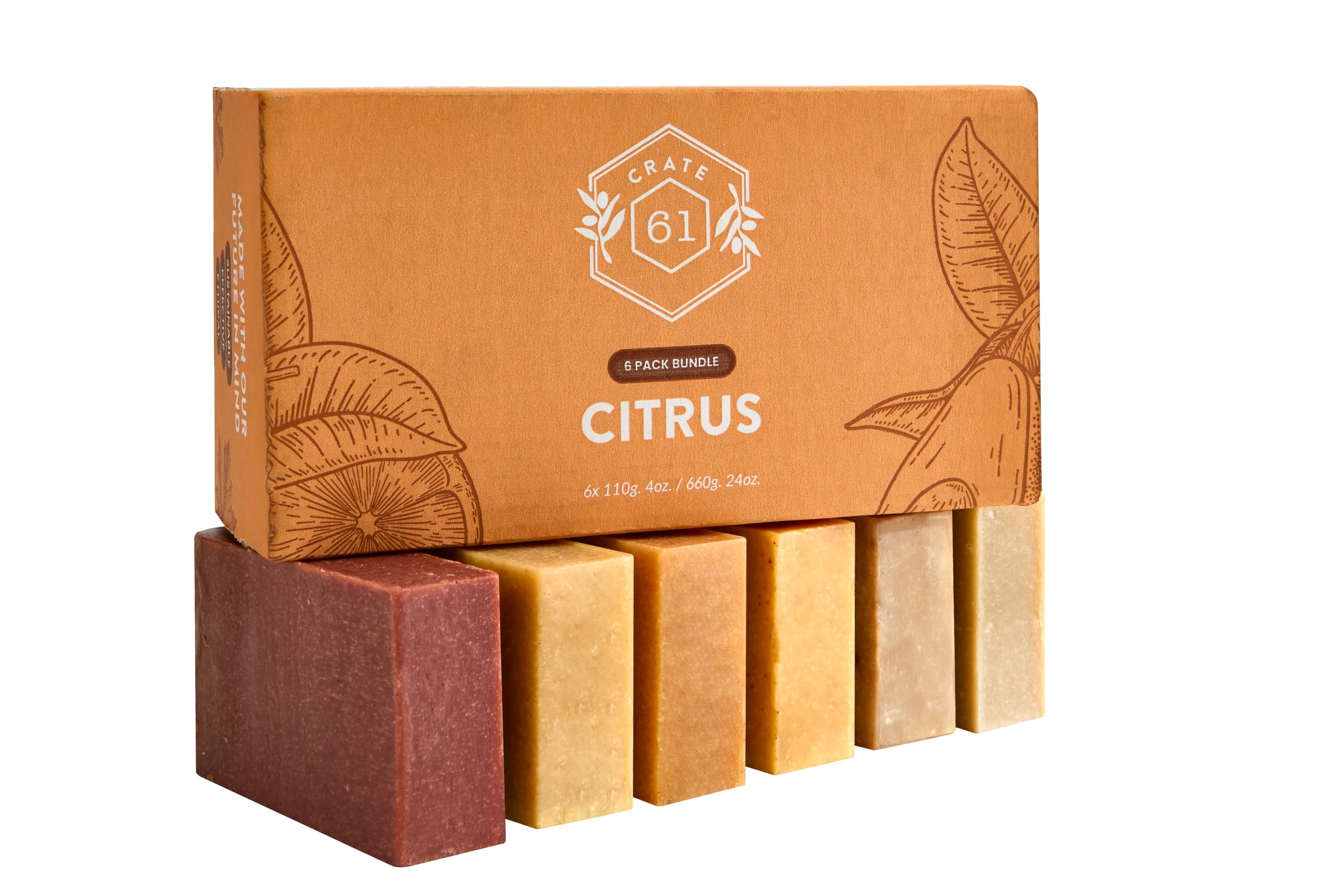 Crate 61 Organics close-up of soap texture highlighting botanical tint and clay