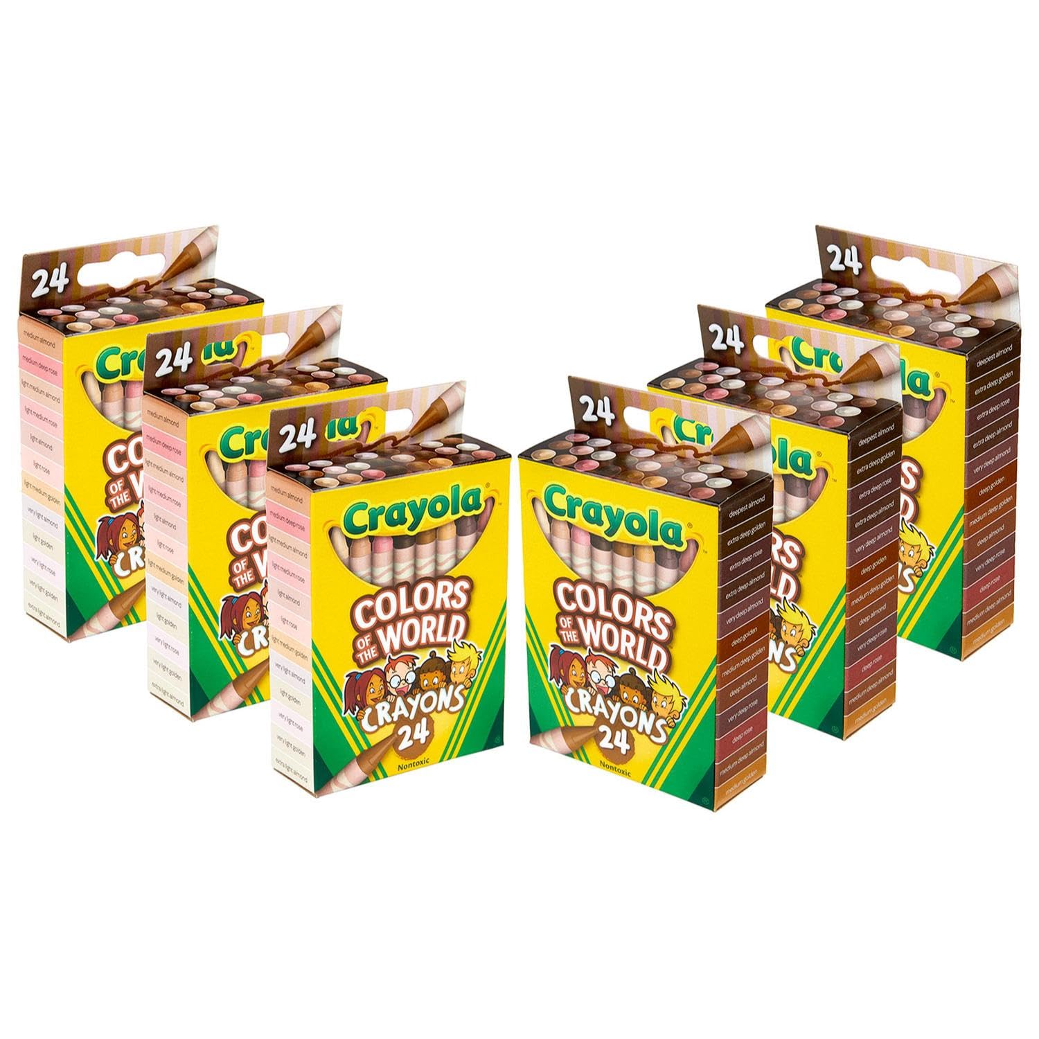 Crayola empaque frontal mostrando 6 paquetes y variedad inclusiva