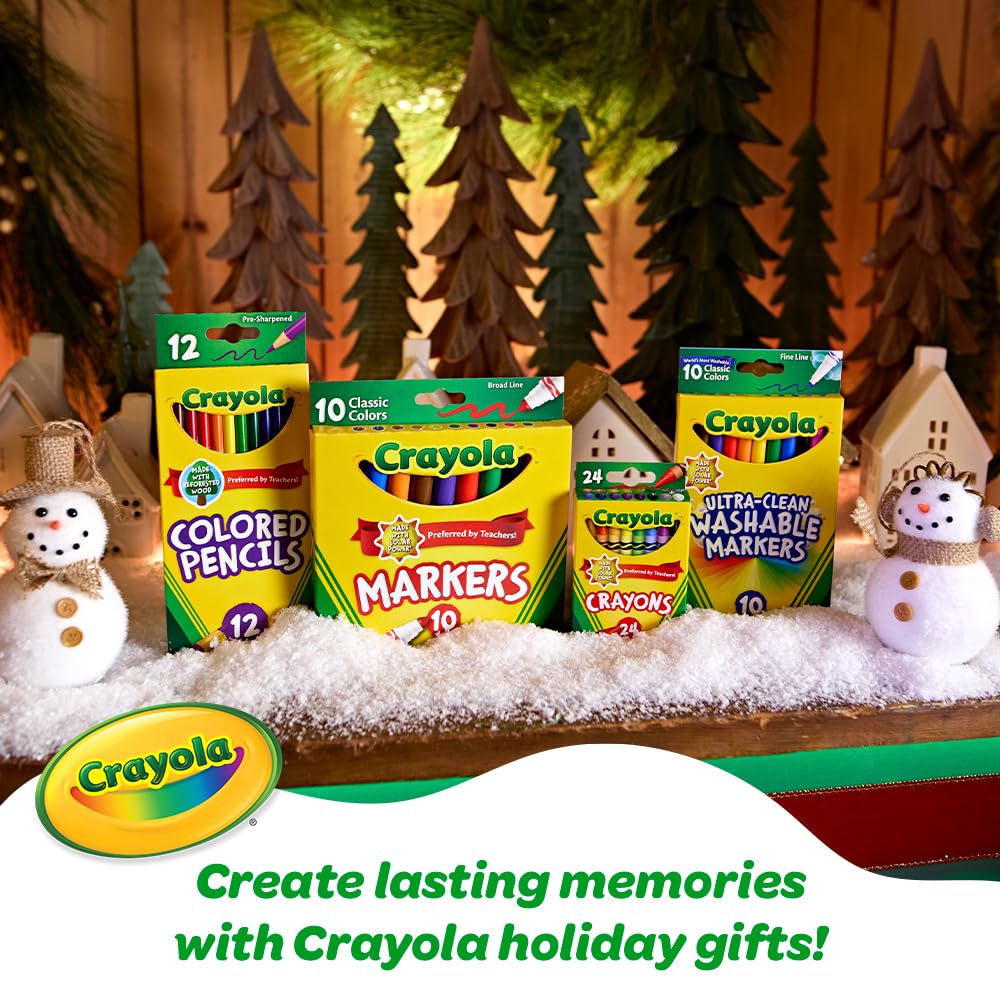 Crayola comparación de tamaño con manos para visualizar escala y portabilidad