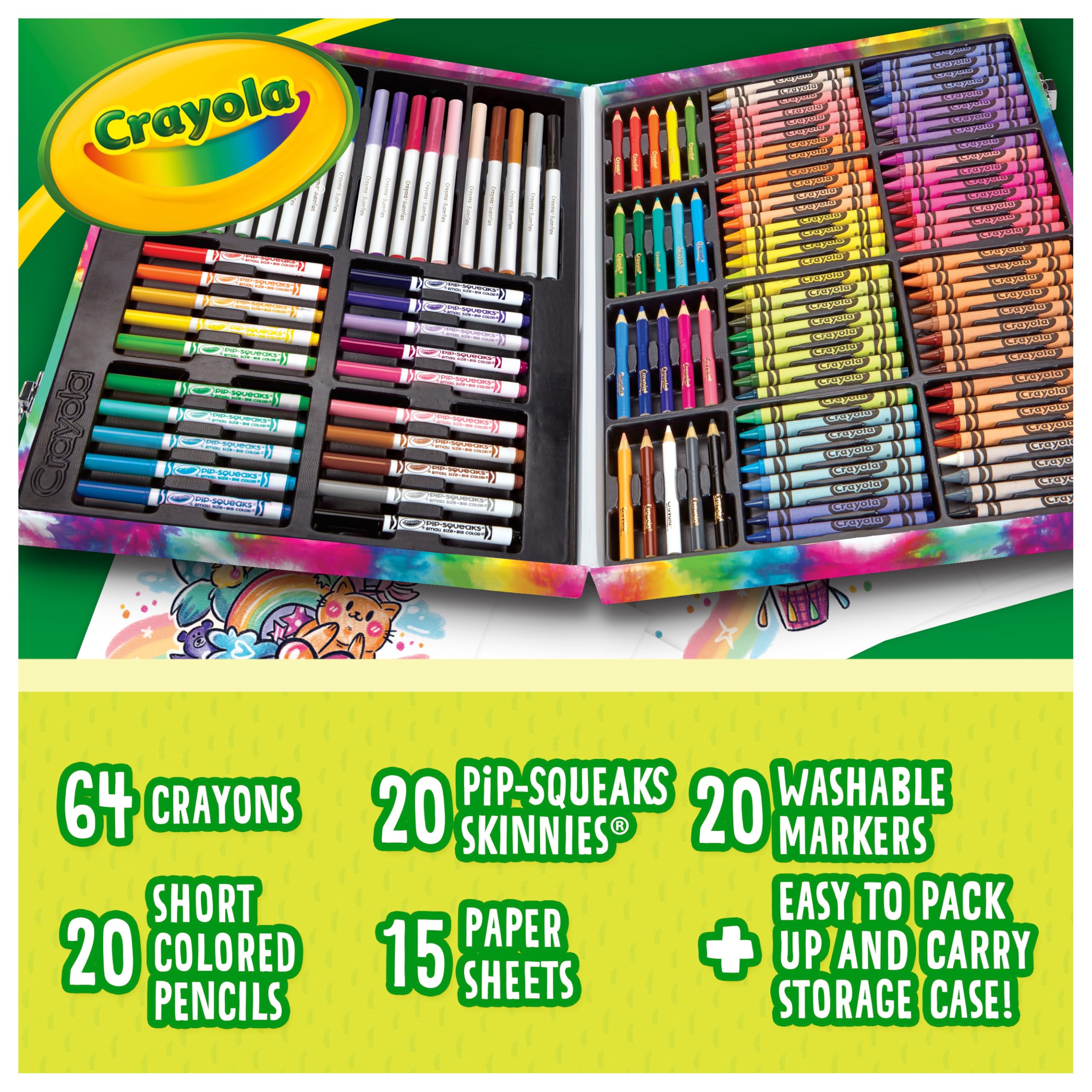 Crayola estuche en uso mientras un niño lo transporta y dibuja