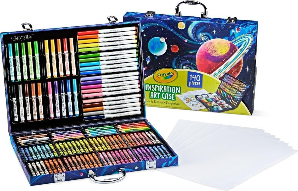 Crayola estuche frontal con diseño espacial y almacenamiento práctico