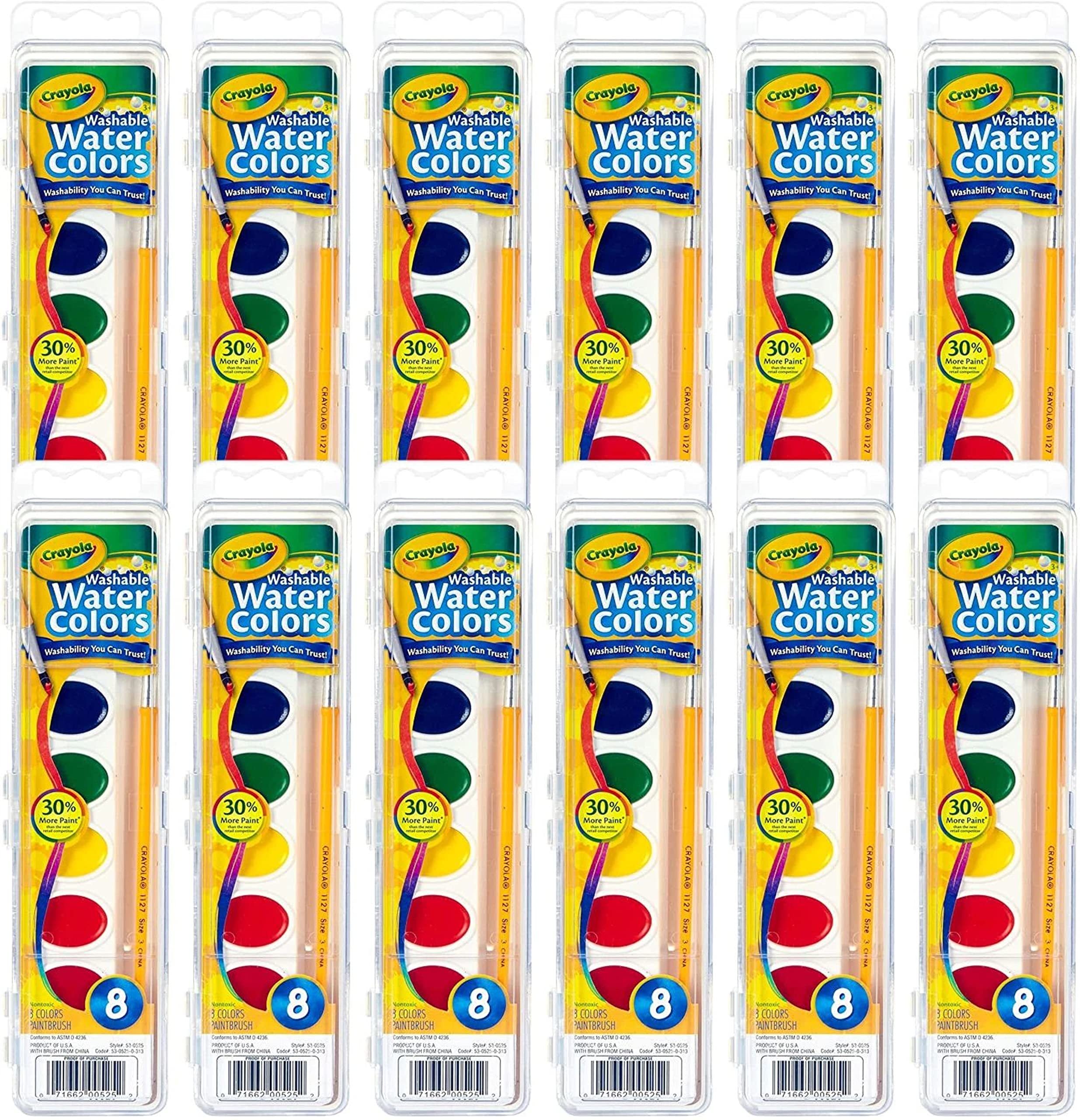 Crayola frontal del envase mostrando 12 sets y ahorro bulk