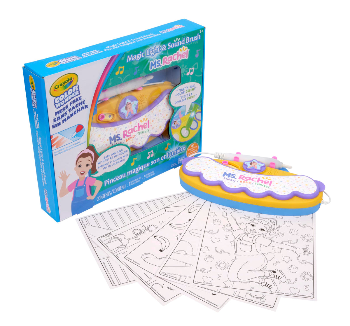 Crayola pincel luminoso frontal mostrando diseño y beneficio interacción segura