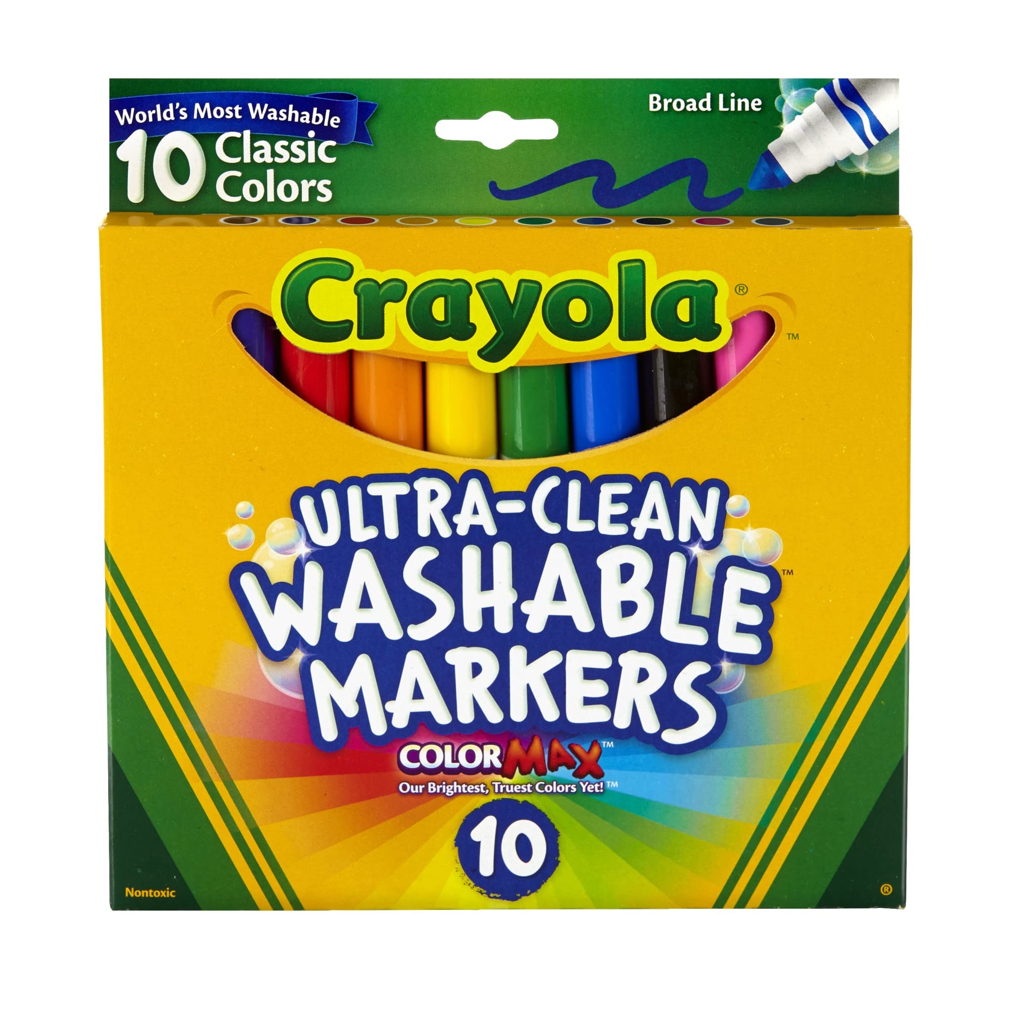 Crayola pack front view showing 4 ten-count packs and bright classic colors for sharing