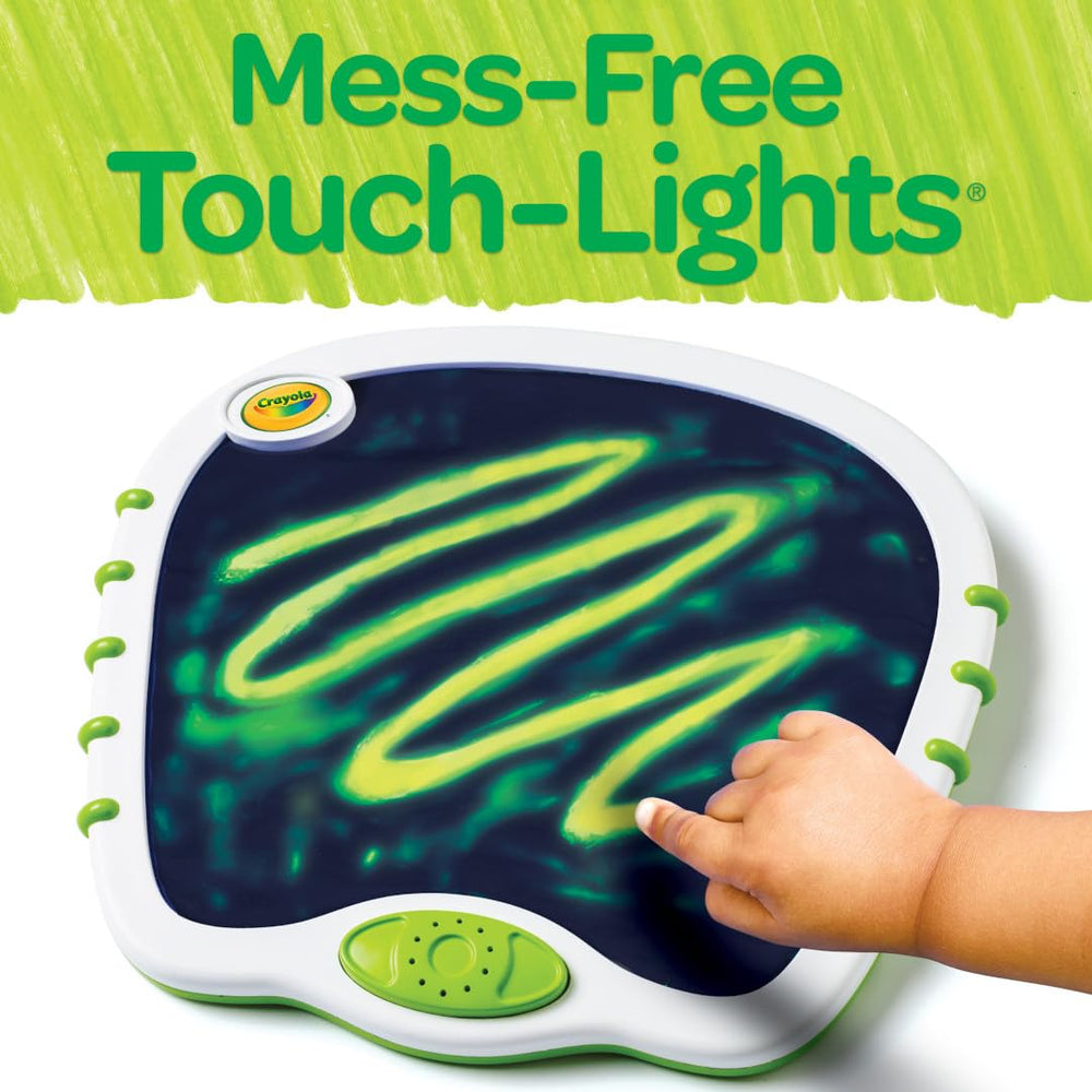 Crayola size comparison in hand demonstrating portable, travel-ready design