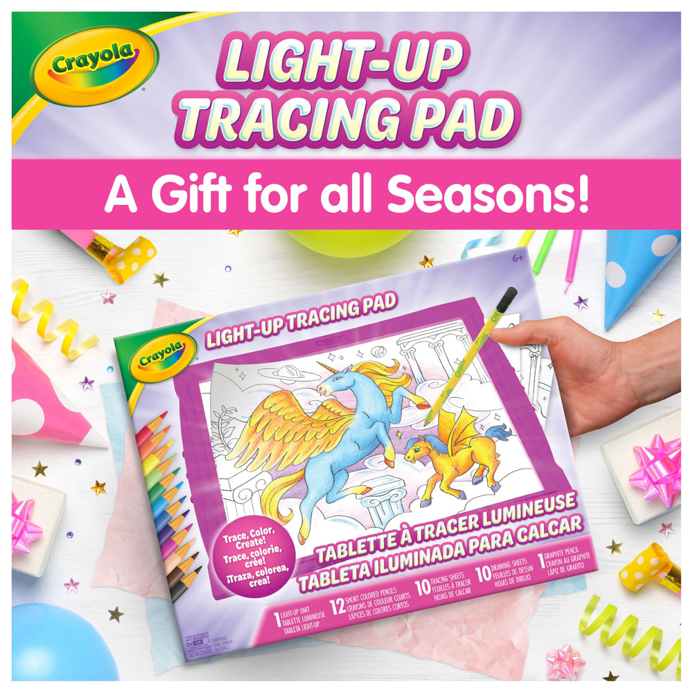Crayola tabletilla junto a una mochila para mostrar tamaño portátil ideal