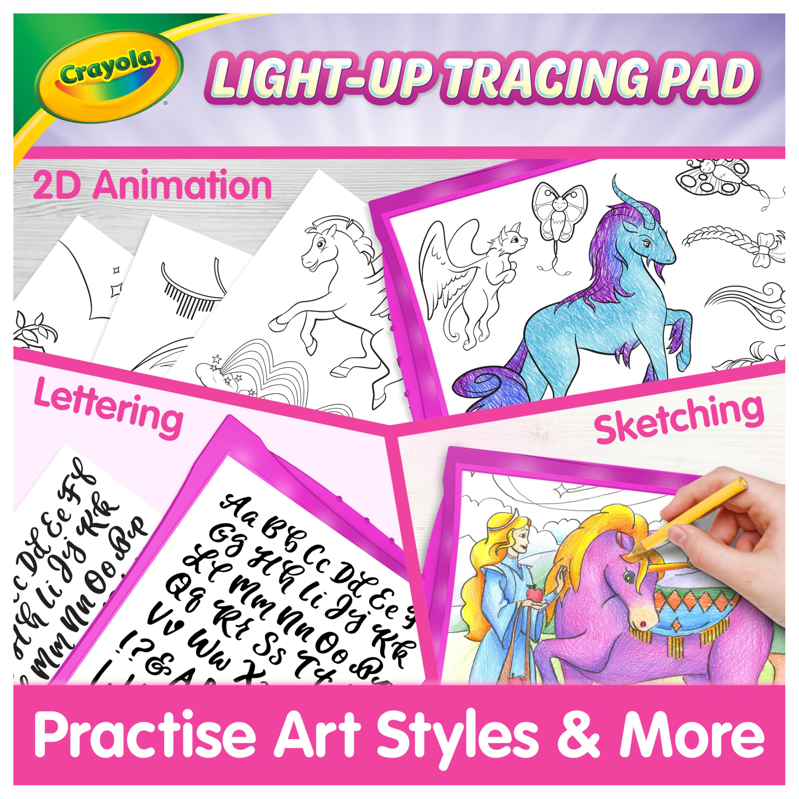 Crayola detalle de superficie translúcida que facilita trazos precisos