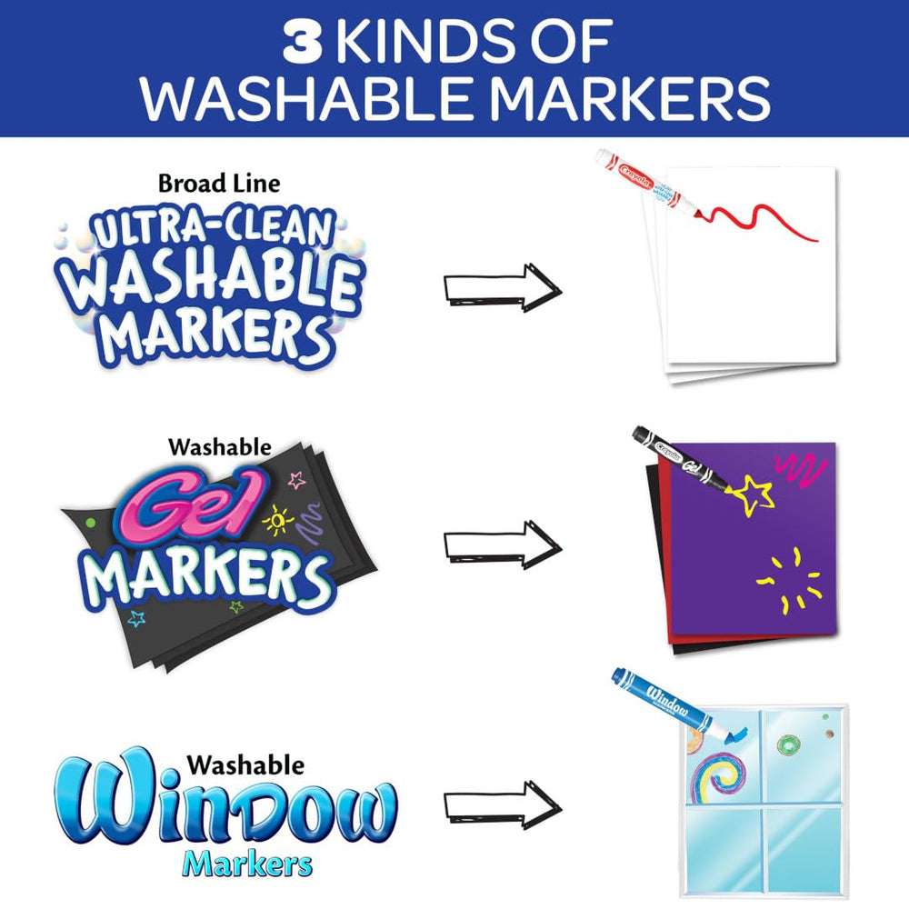 Crayola Window markers escribiendo en cristal y fácil limpieza posterior