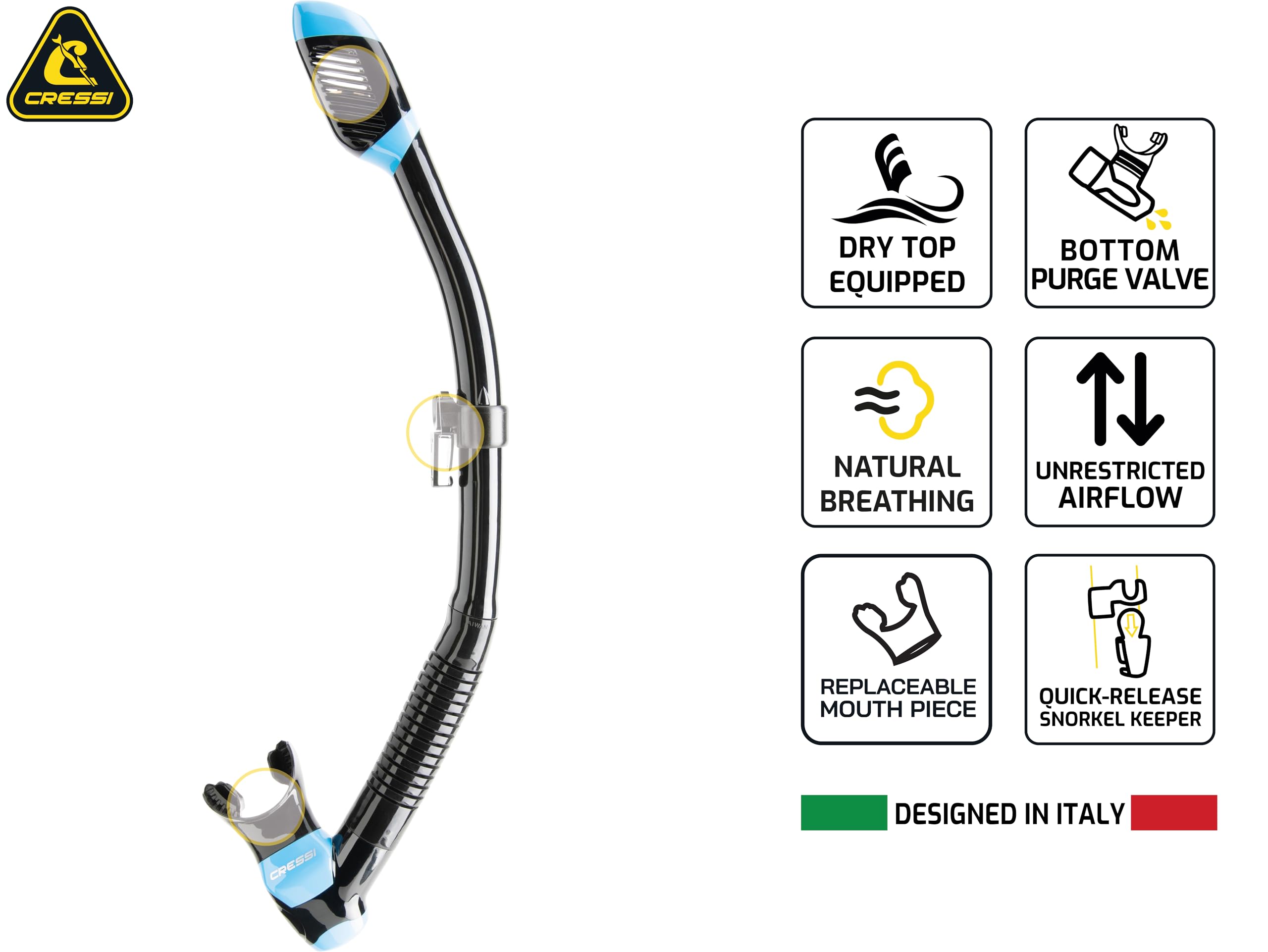 Cressi Supernova Dry tubo corrugado flexible que reduce fatiga mandibular