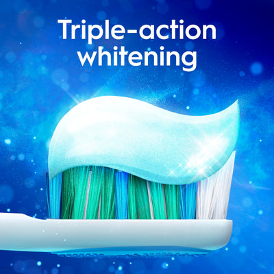 Crest 3D White etiqueta de ingredientes y fluoruro, protección para esmalte