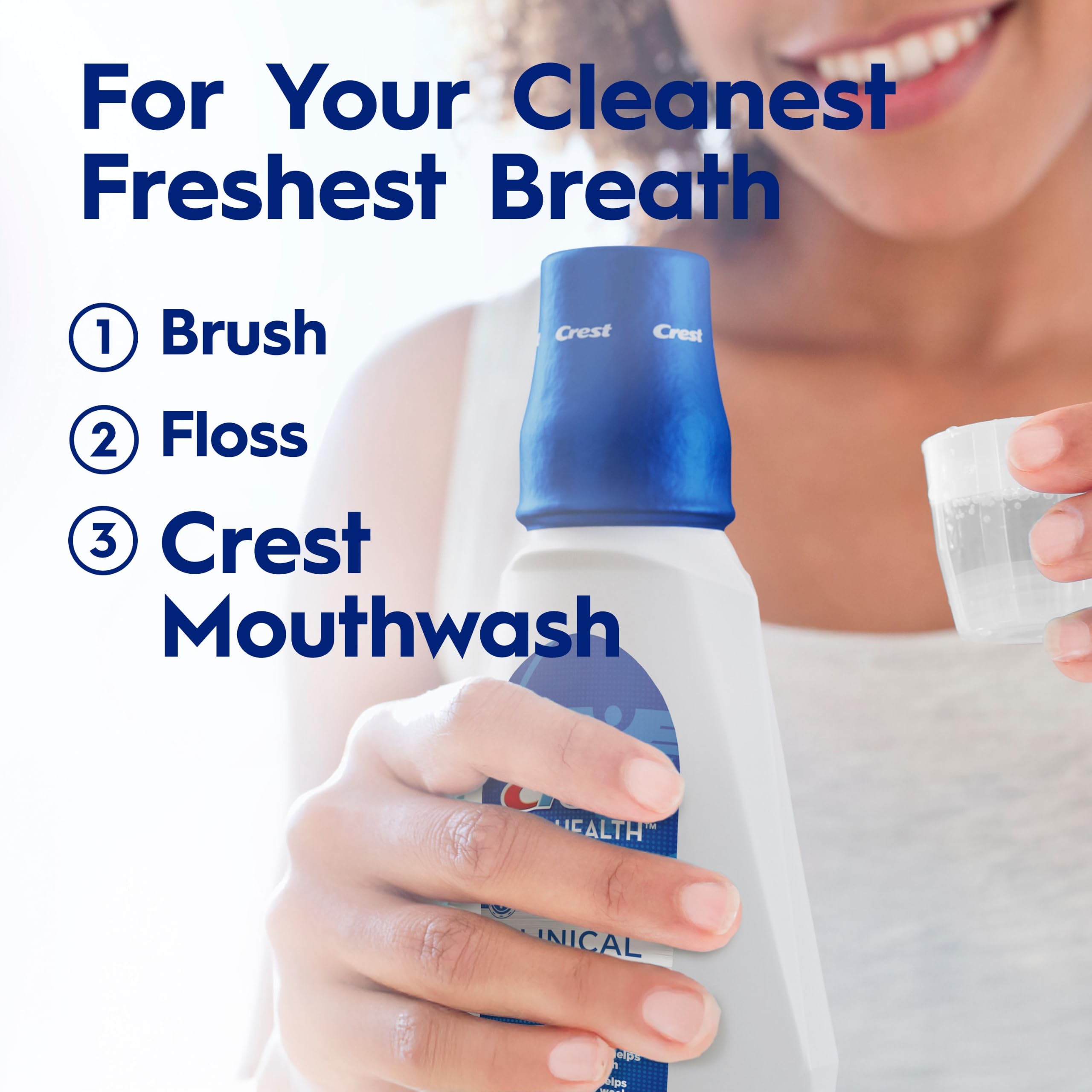 Crest Pro-Health Clinical tapa dosificadora abierta mostrando control de uso