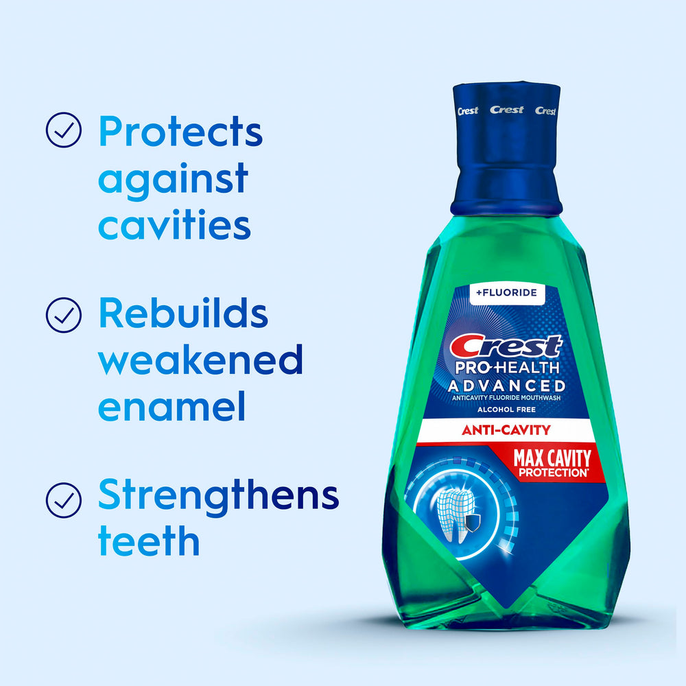 Crest etiqueta detalle con ingredientes visibles y beneficios de flúor