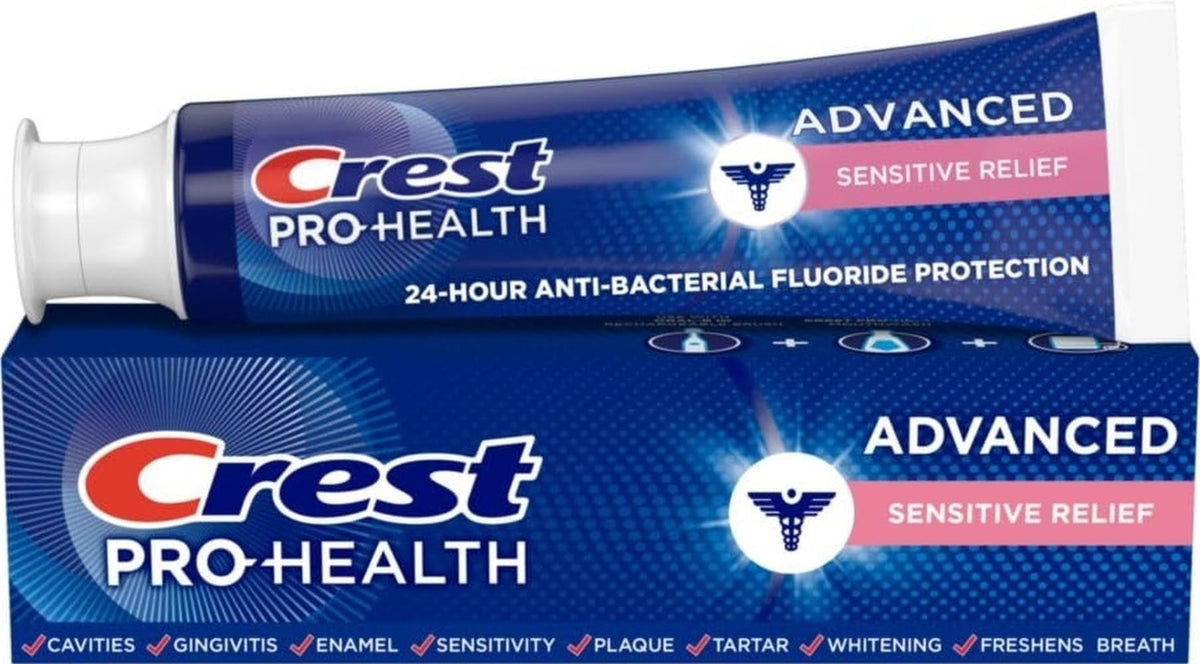 Crest tubo frontal mostrando la marca y beneficio de protección