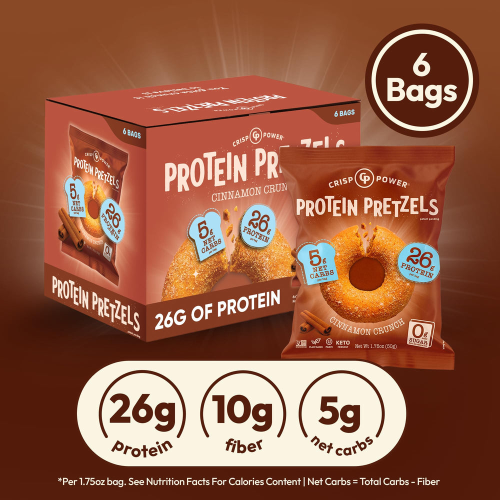 Crisp Power bolsa abierta en mano, práctico para llevar y comer