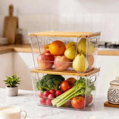 Criusia clear bin side profile showcasing transparent PET for quick content checks
